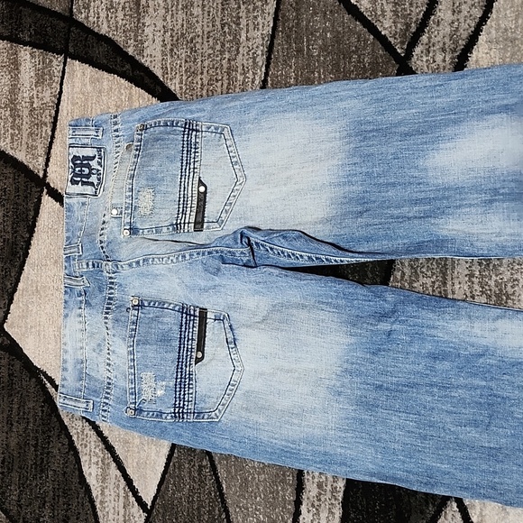 REQUEST EMBROIDERED DOUBLE POCKET STRAIGHT LEG DENIM JEAN - Picture 11 of 16